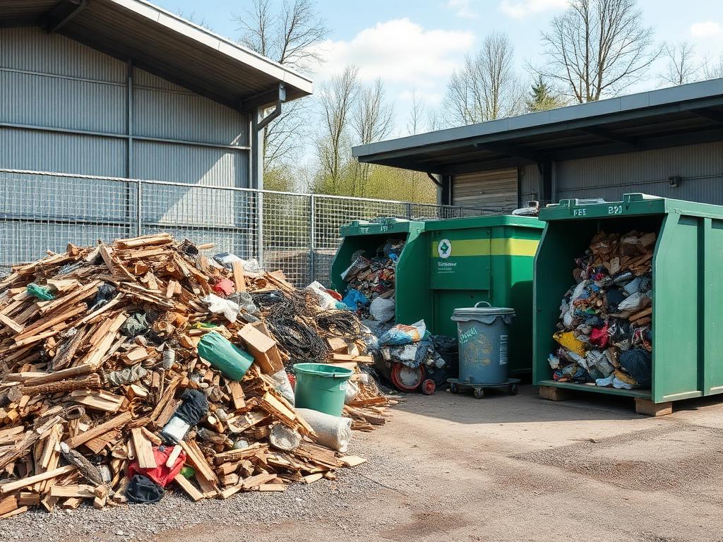 Sortierte Container für die fachgerechte Entsorgung von Sperrmüll